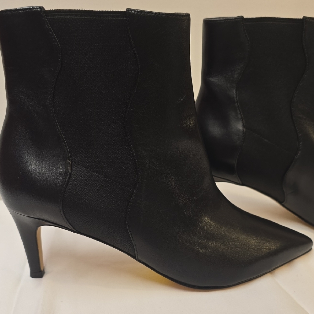 Cole Haan Black Pointed-Toe Leather Ankle Boots - Picture 2 of 9